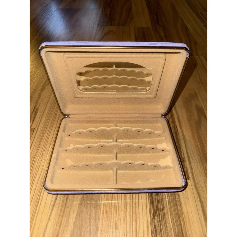 Vintage Prestige Clamshell Jewelry Travel Box Purple Blue Velvet Mid-century